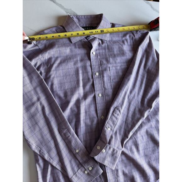 Lauren Ralph Lauren Men Classic Fit Non-Iron Button Up Plaid Shirt 16 34/35 Plum - Picture 5 of 16